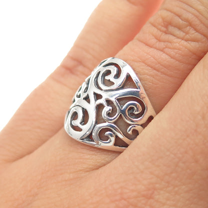CHARLES WINSTON 925 Sterling Silver Vintage Modernist Swirl Ring Size 6