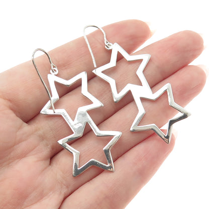 DEE BERKLEY JEWELRY 925 Sterling Silver Star Dangle Hook Earrings