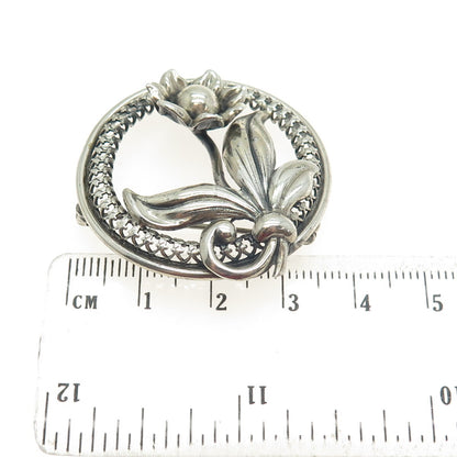 DANECRAFT 925 Sterling Silver Antique Art Deco US Flower Pin Brooch