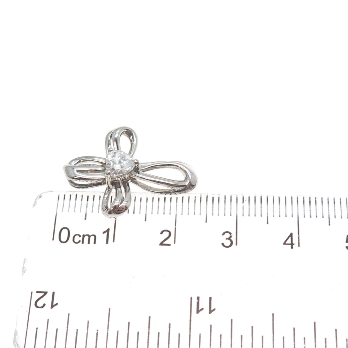 SAI 925 Sterling Silver Heart-Cut C Z Cross Minimalist Slide Pendant