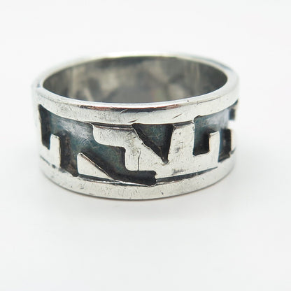 925 Sterling Silver Vintage Mexico Maze Band Ring Size 7.75