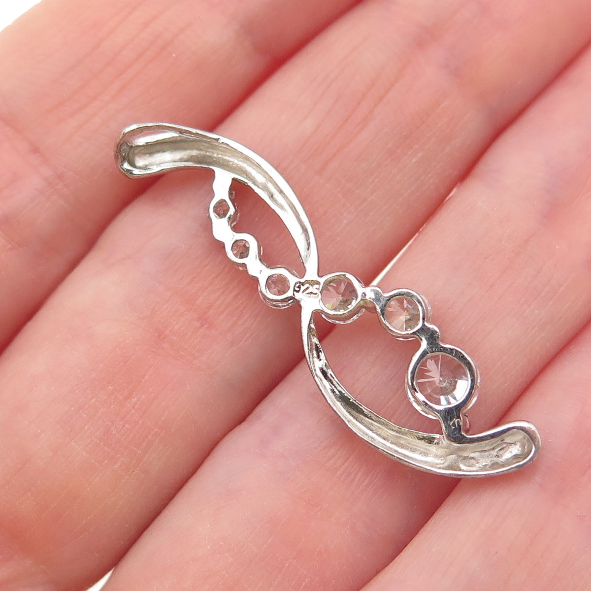 925 Sterling Silver Graduated Round-Cut C Z Infinity Slide Charm Pendant
