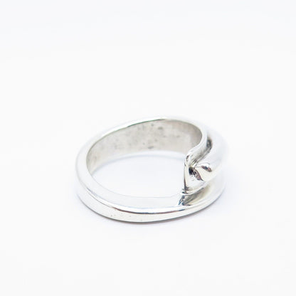 925 Sterling Silver Vintage Ribbed Ring Size 7