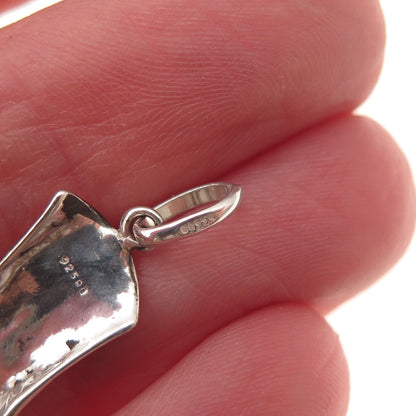 925 Sterling Silver Vintage Cowboy Shoe Oxidized Charm Pendant