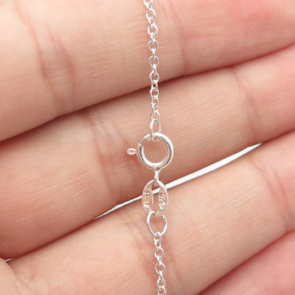 925 Sterling Silver Italy Swirl Retro Key Cable Chain Necklace 16"