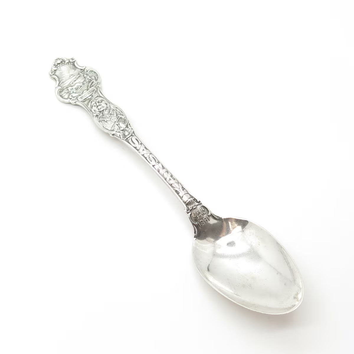 925 Sterling Silver Antique Art Deco R. Wallace Indian Chief Kansas Spoon