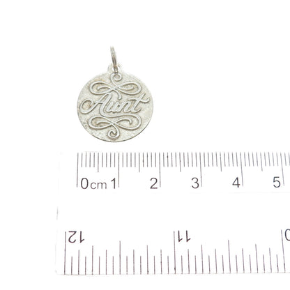 925 Sterling Silver Vintage Aunt Charm Pendant