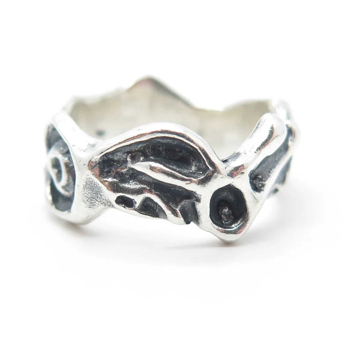 925 Sterling Silver Vintage Modernist Band Ring Size 8.5