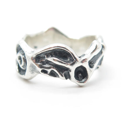 925 Sterling Silver Vintage Modernist Band Ring Size 8.5