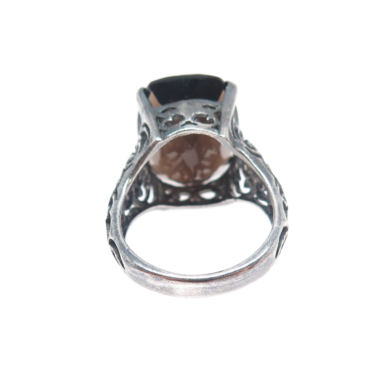 CLYDE DUNEIER CID Sterling Silver Vintage Smoky Quartz Modernist Ring Size 4.75