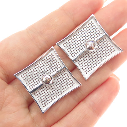 925 Sterling Silver Round-Cut C Z 25mm Square Stud Earrings