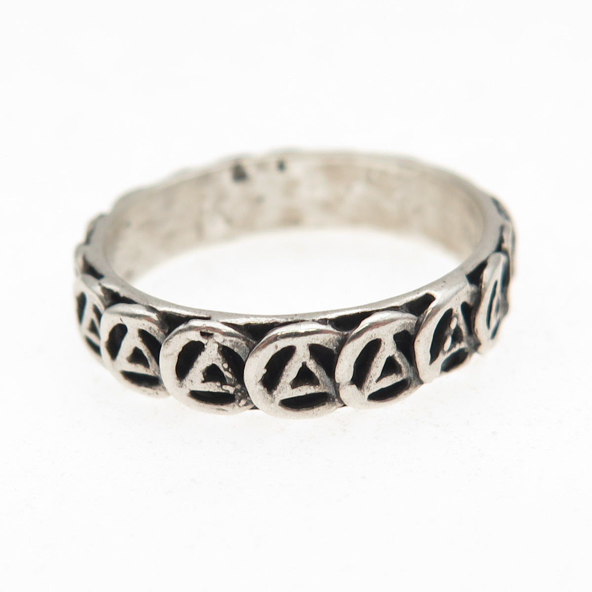 925 Sterling Silver Vintage Alcoholics Anonymous Oxidized Band Ring Size 9