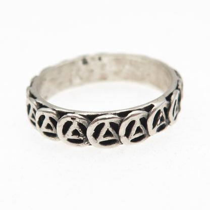 925 Sterling Silver Vintage Alcoholics Anonymous Oxidized Band Ring Size 9