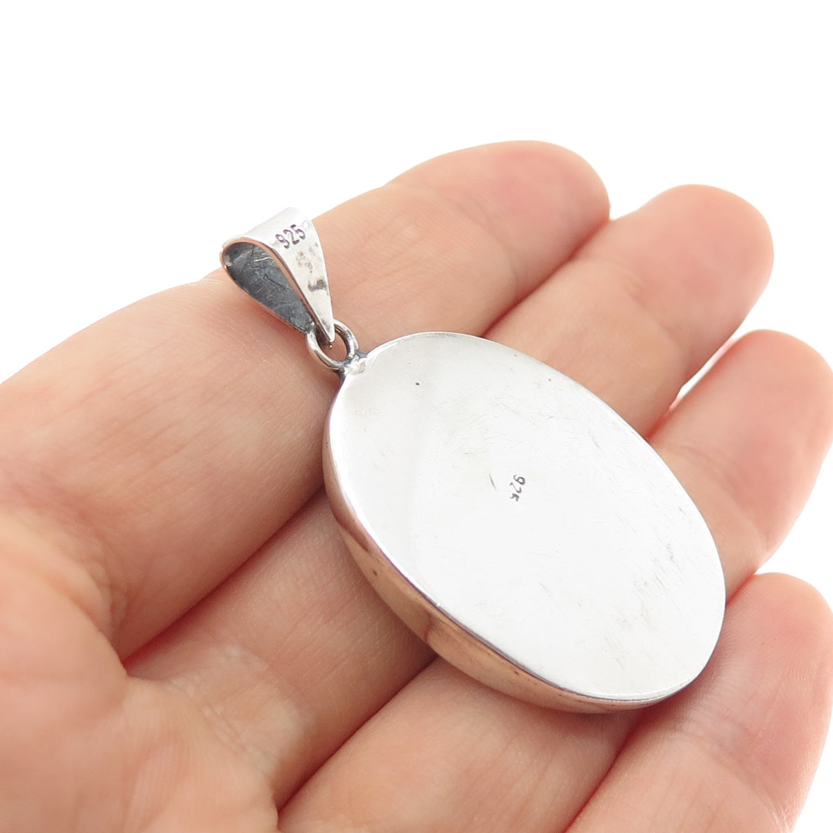 925 Sterling Silver Vintage Flower Shadow Box Oxidized Charm Pendant