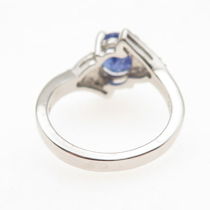 RJ Graziano 925 Sterling Silver Real Tanzanite & White Topaz Ring Size 8