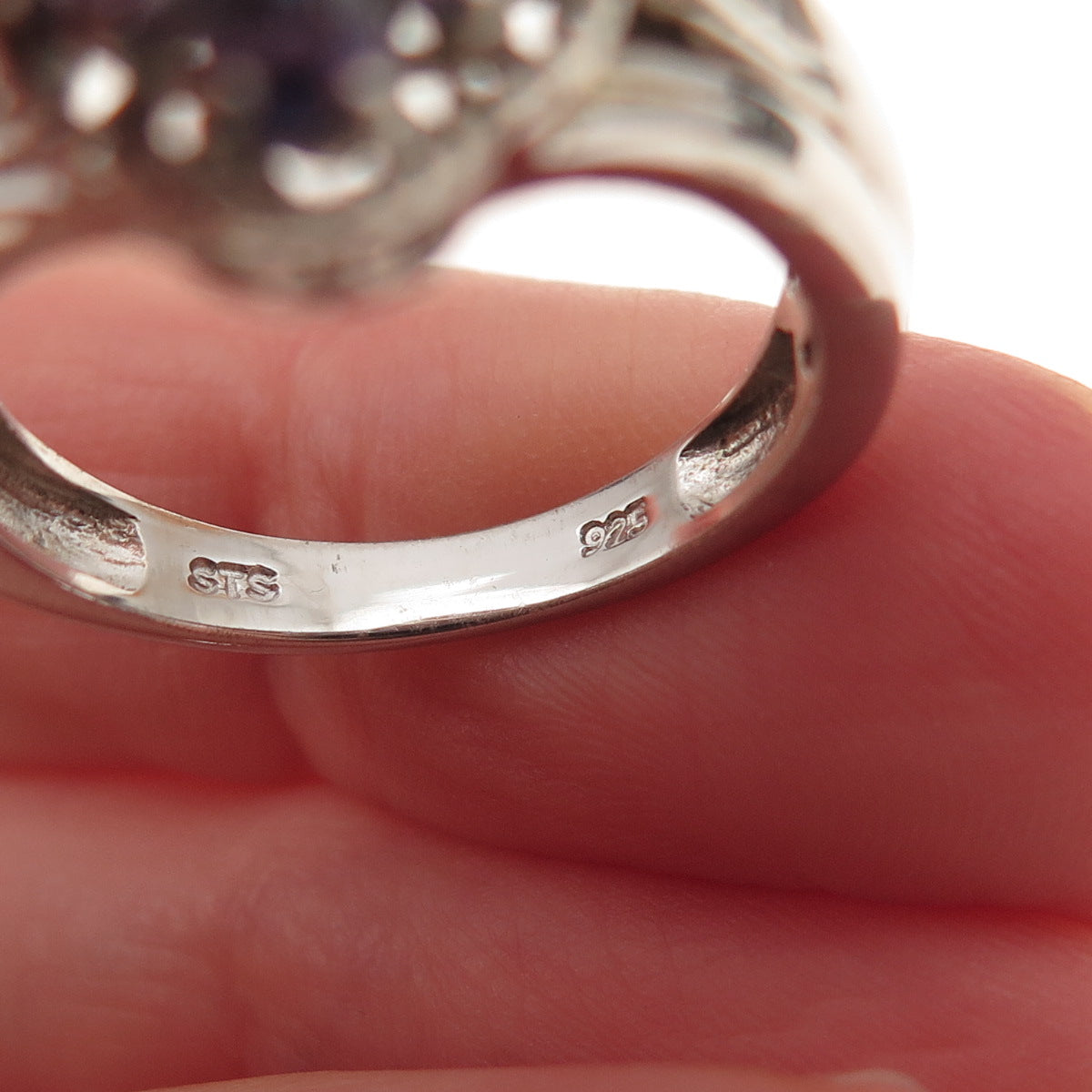 Chuck Clemency 925 Sterling Silver Real Tanzanite & White Topaz Ring Size 8