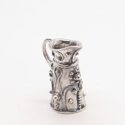 925 Sterling Silver Vintage Beaded Jug Pendant