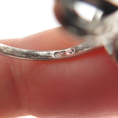 925 Sterling Silver Vintage Diamond-Cut Ribbon Bow Oxidized Ring Size 6.75