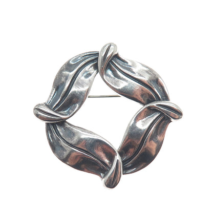 MARGOT DE TAXCO 925 Sterling Silver Vintage Mexico Petal Oxidized Brooch #5184