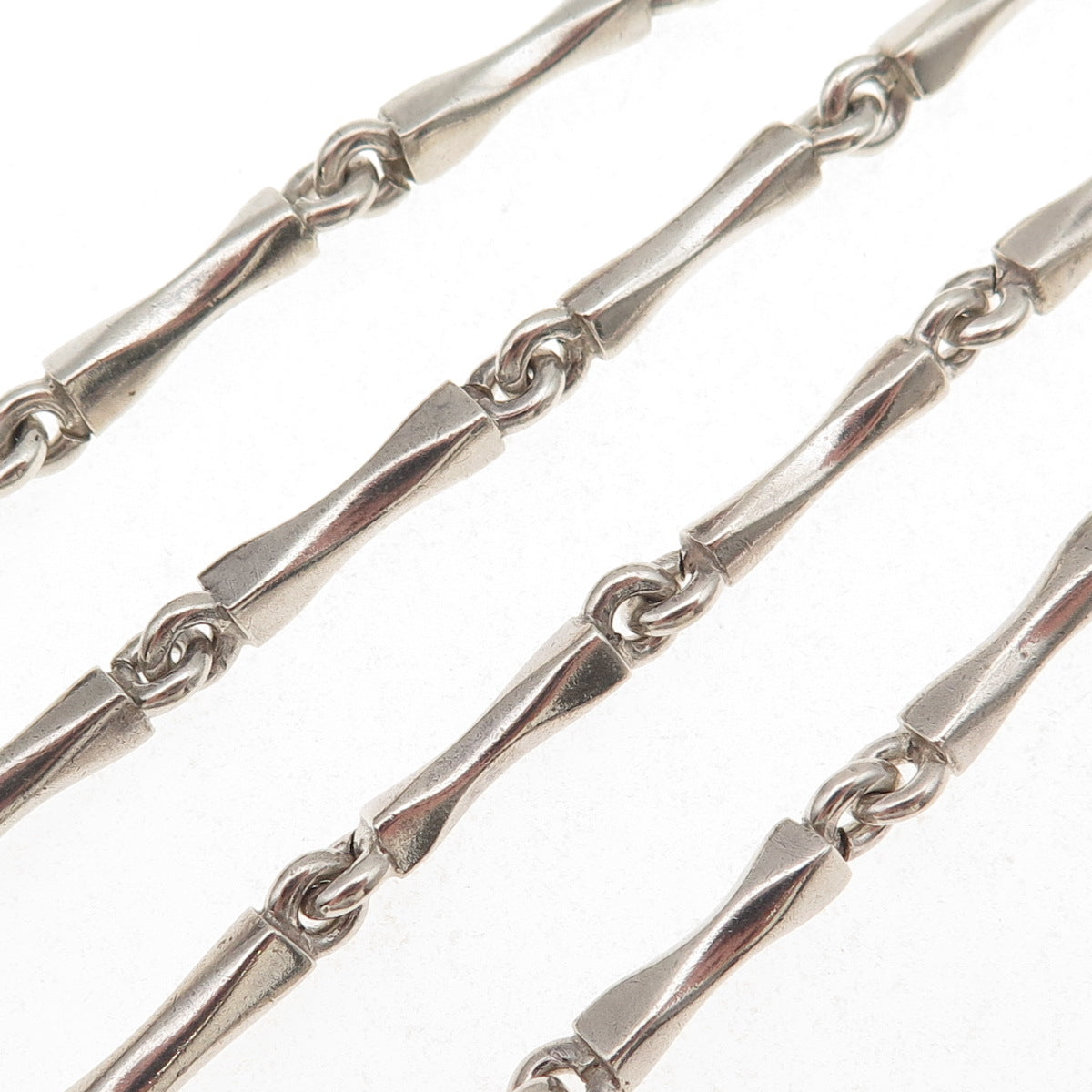 925 Sterling Silver Vintage Mexico Modernist Bar Chain Necklace 28"