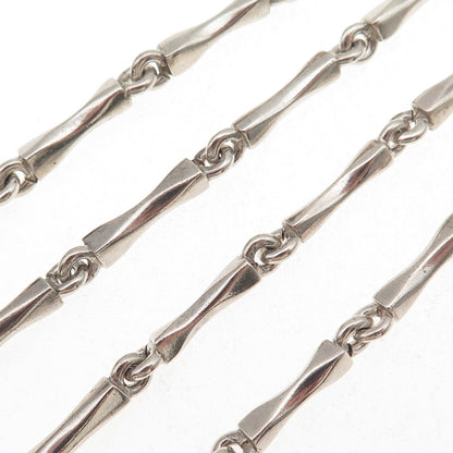 925 Sterling Silver Vintage Mexico Modernist Bar Chain Necklace 28"