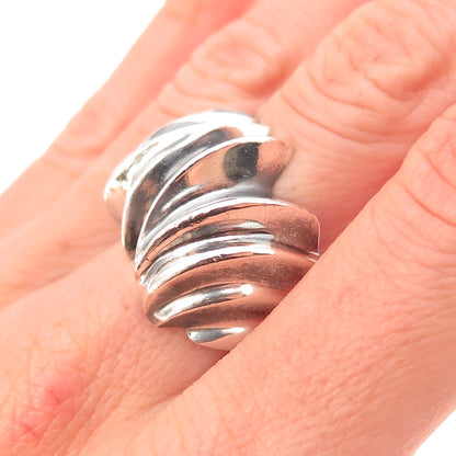 925 Sterling Silver Vintage Mexico Modernist Dome Oxidized Ring Size 8