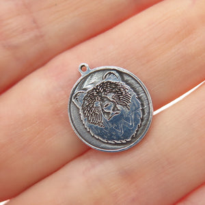TOKEMOTI 925 Sterling Silver Bear Oxidized Minimalist Charm Pendant
