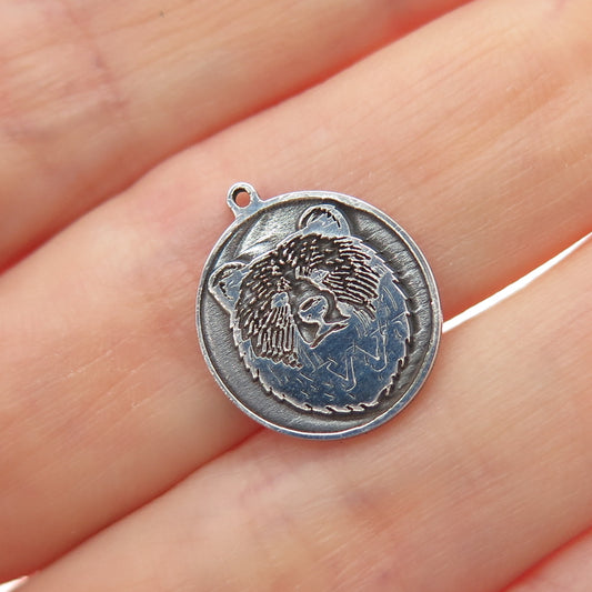 TOKEMOTI 925 Sterling Silver Bear Oxidized Minimalist Charm Pendant