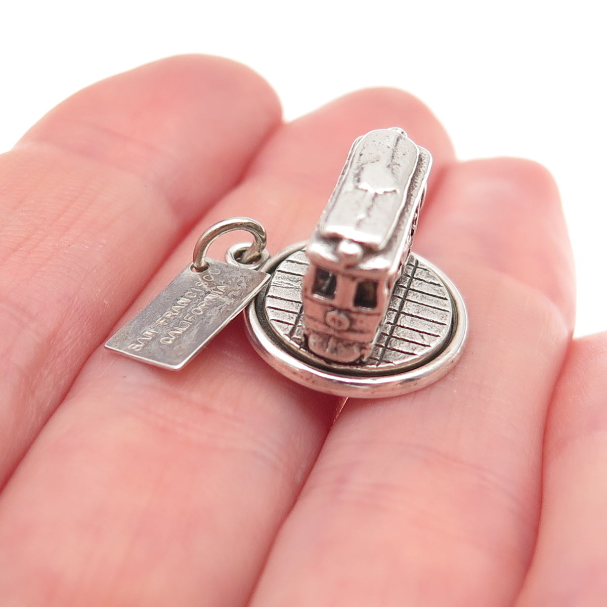 Bell Trading Post Sterling Silver Antique Art Deco SF Cable Car Charm Pendant