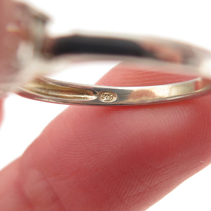 925 Sterling Silver Oval-Cut C Z Engagement Ring Size 7