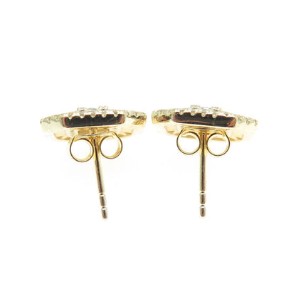 925 Sterling Silver Gold Plated Multi-Cut C Z Sparkling Earrings