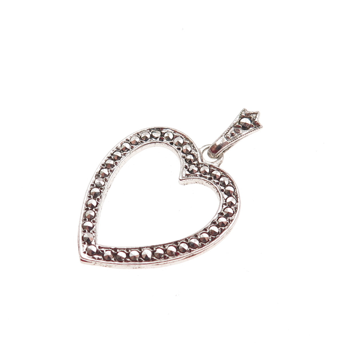 KD Kimler & Daniel 925 Sterling Silver Antique Art Deco Marcasite Heart Pendant