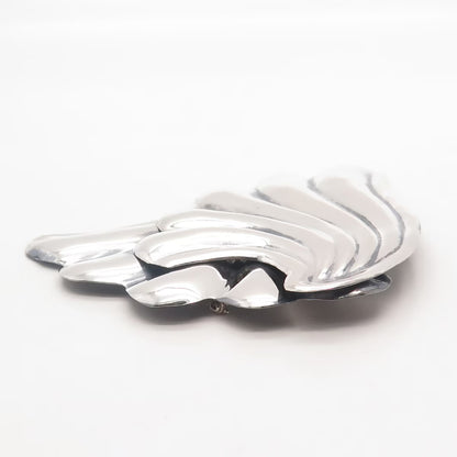 925 Sterling Silver Vintage Mexico Ribbed Pin Brooch