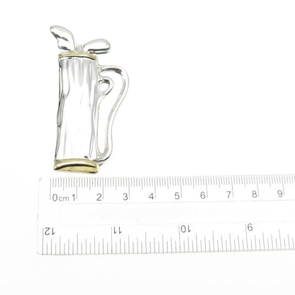 925 Sterling Silver 2-Tone Vintage Mexico Golf Club Pin Brooch