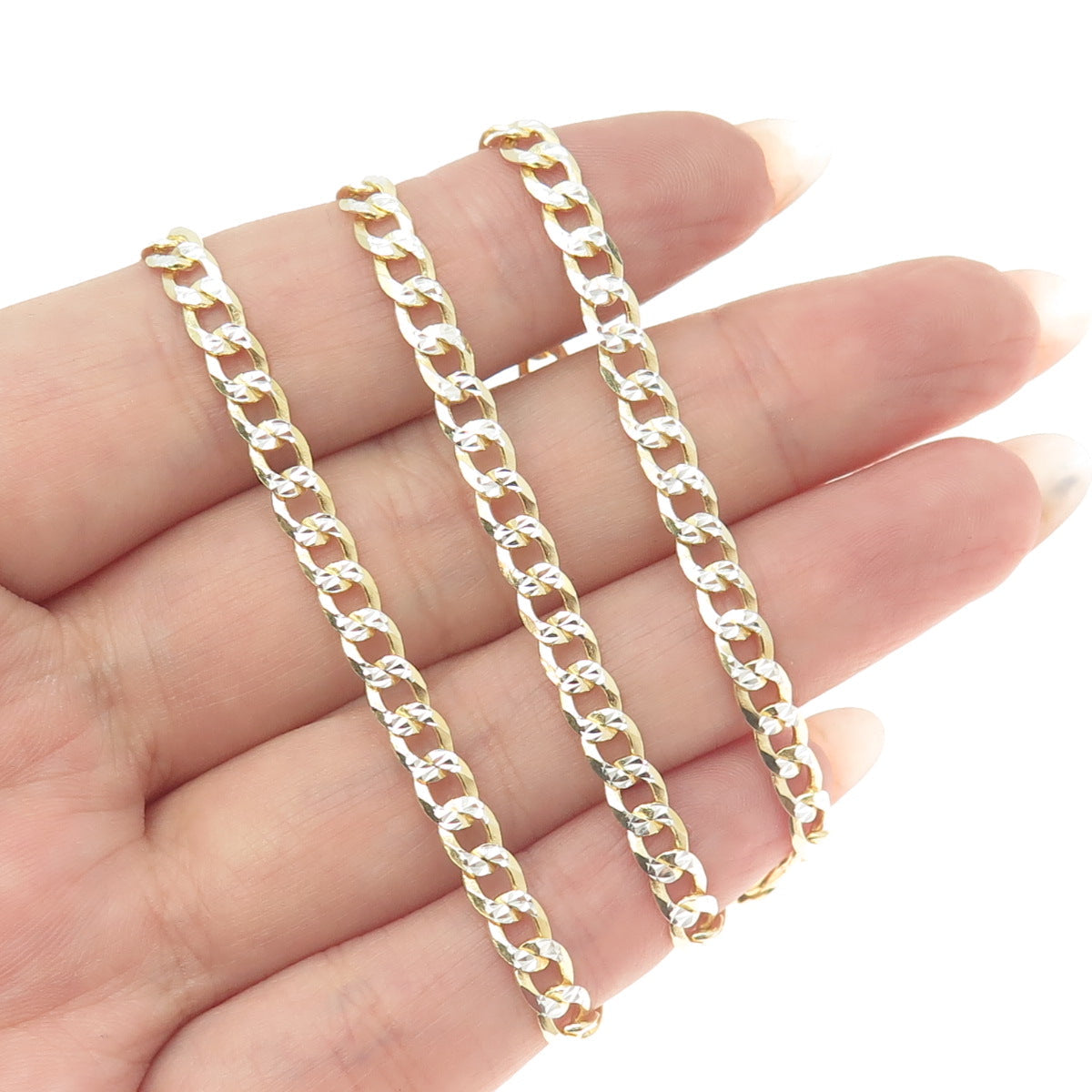 P. LUX 925 Sterling Silver 2-Tone Italy Curb Chain Necklace 20"