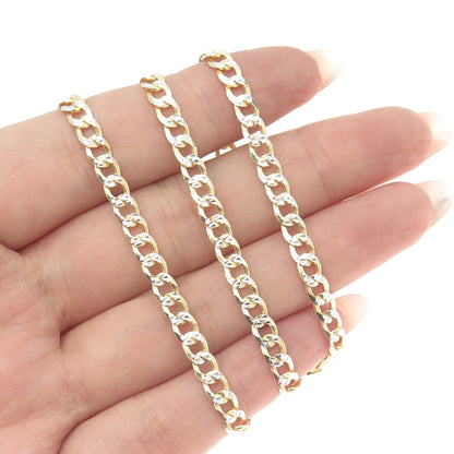 P. LUX 925 Sterling Silver 2-Tone Italy Curb Chain Necklace 20"