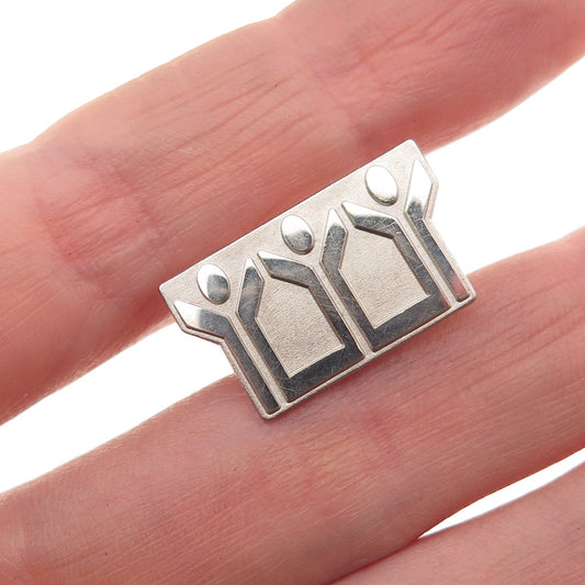 925 Sterling Silver Vintage Symbol of People Tie Tack / Lapel Pin