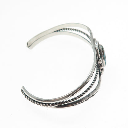 Old Pawn 925 Sterling Silver Vintage Kingman Turquoise Adjustable Bracelet 6.5"