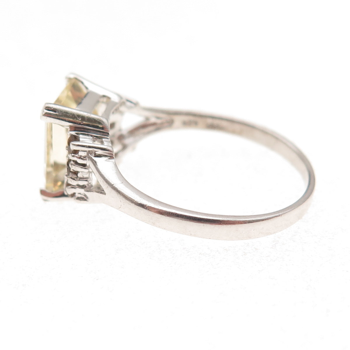 925 Sterling Silver Real Citrine & Smoky Quartz Ring Size 9.75