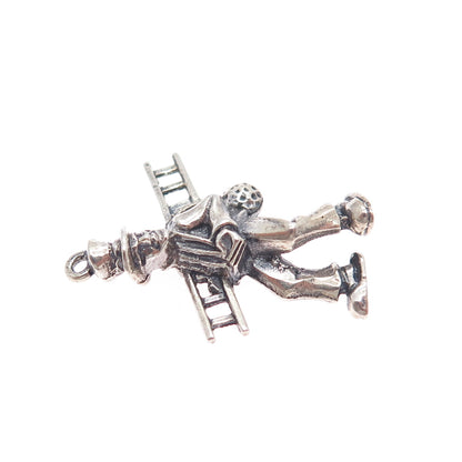 835 Silver Vintage European Chimney Sweep Oxidized Charm Pendant