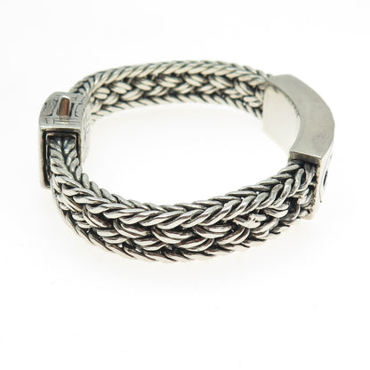 925 Sterling Silver Vintage Celtic Knot Wheat Link Solid 70.1g Bracelet 7.25"