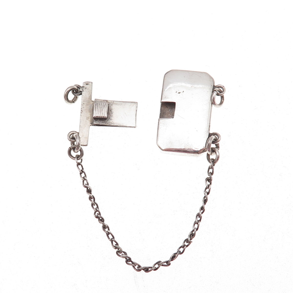 925 Sterling Silver Antique Japan Bracelet Necklace Safety Chain Box Lock Clasp