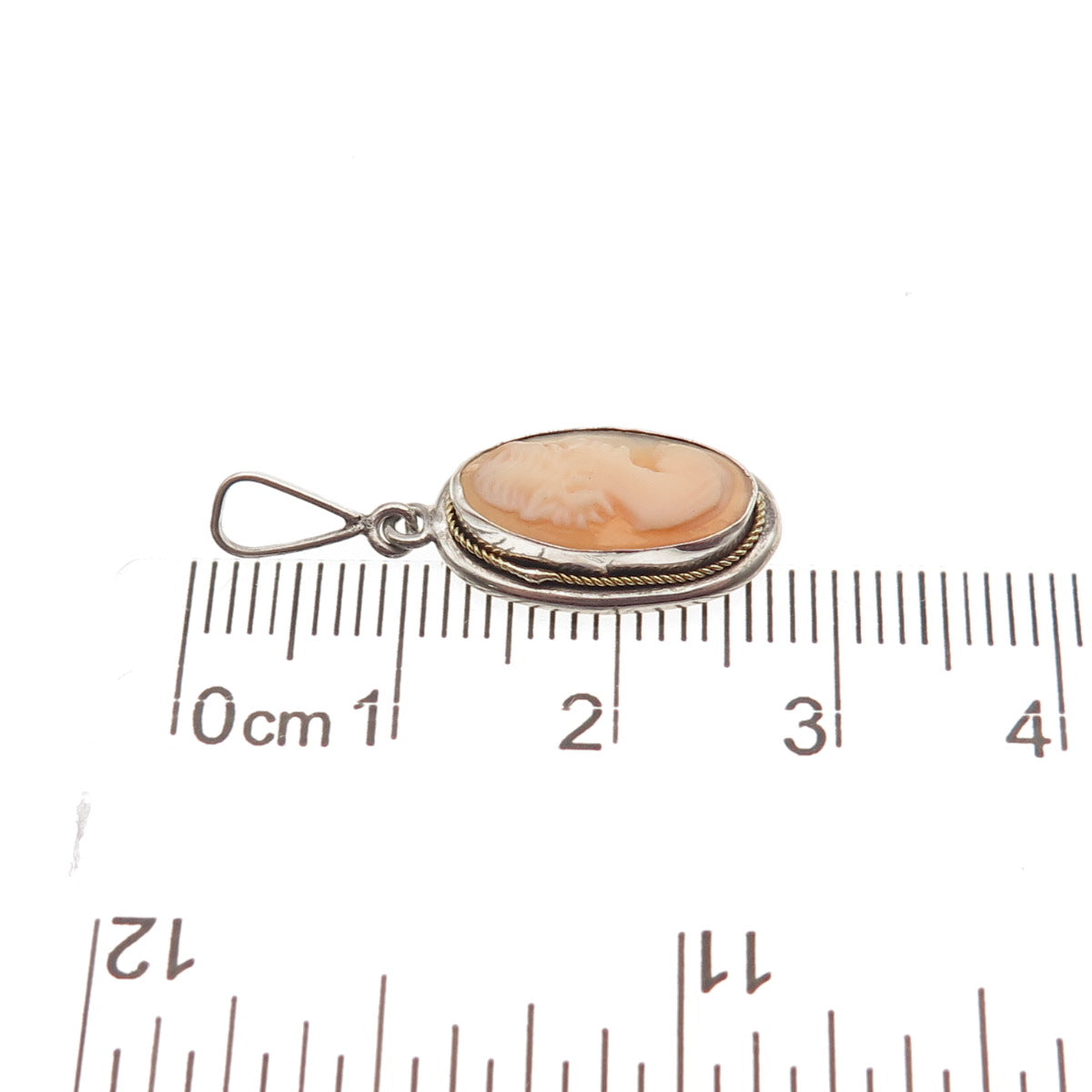 800 Silver 2-Tone Antique Art Deco Real MOP Lady Cameo Charm Pendant