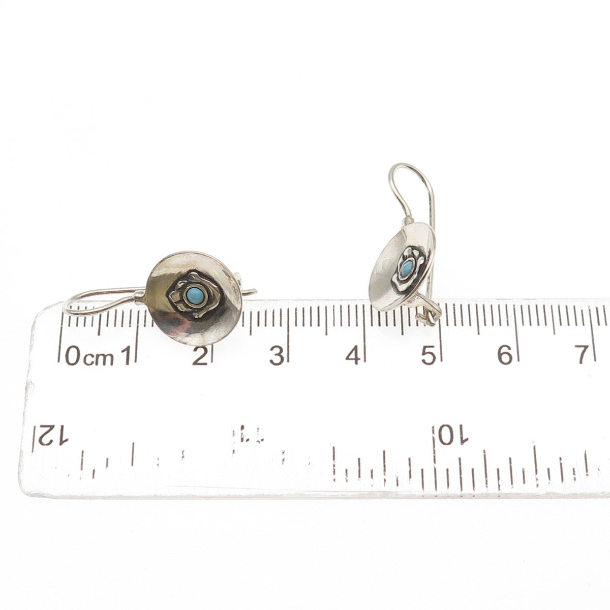 Neta 925 Sterling Silver Vintage Real Turquoise Hamsa Amulet Oxidized Earrings