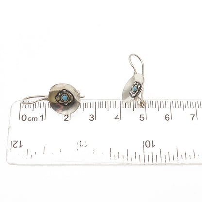 Neta 925 Sterling Silver Vintage Real Turquoise Hamsa Amulet Oxidized Earrings