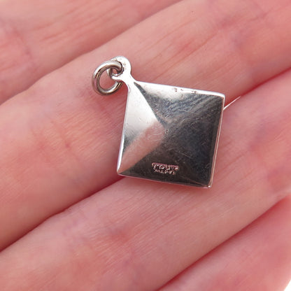 925 Sterling Silver Vintage Holy Spirit Religious Oxidized Charm Pendant