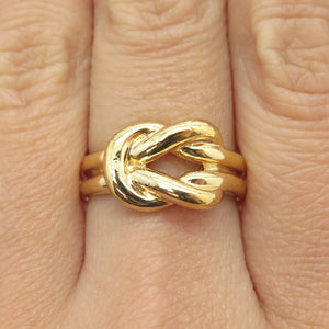 925 Sterling Silver Gold Plated Knot Loop Ring Size 8.25