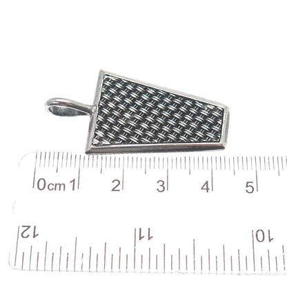 925 Sterling Silver Vintage Modernist Mesh Oxidized Charm Pendant