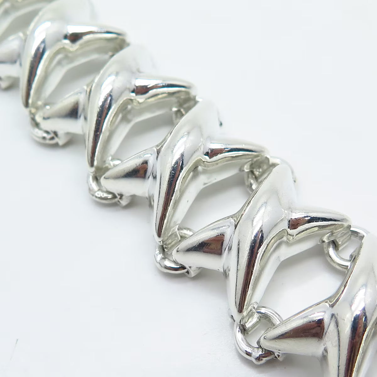 925 Sterling Silver Vintage Mexico Wide Cross Link Bracelet 7.5"
