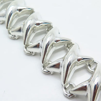 925 Sterling Silver Vintage Mexico Wide Cross Link Bracelet 7.5"